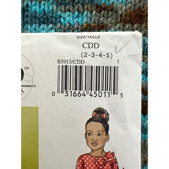 Butterick 5913 toddler girls top swallow tail hem leggings size 2 3 4 5 - Picture 2 of 7